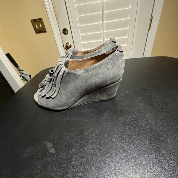 Anyi Lu gray suede sedge peep toe  bootie shoe - Picture 3 of 15